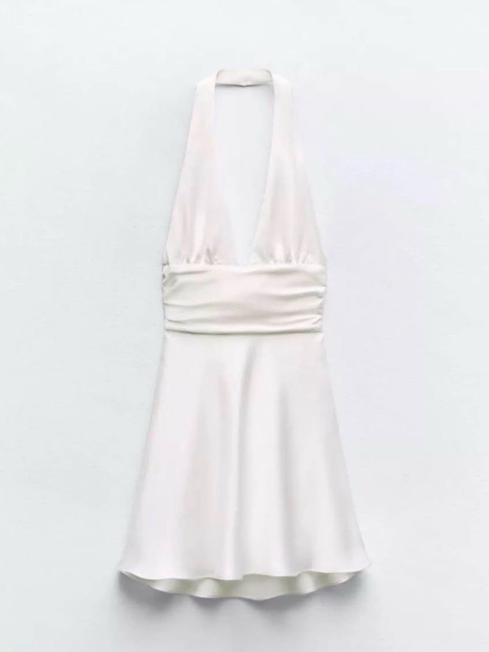 Zara White One-Shoulder Halter Mini Dress